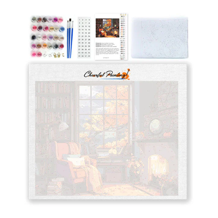 Autumn Fireplace Retreat - Paint by Numbers - Image 4