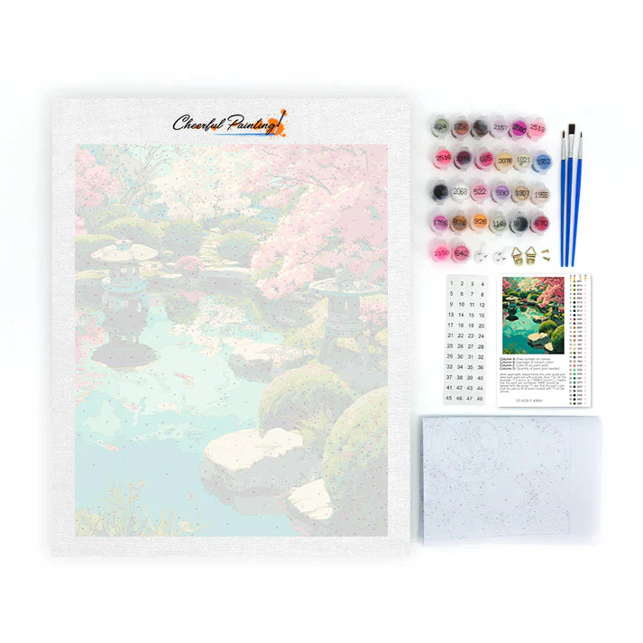 Cherry Blossom Garden - Paint by Numbers - Image 4