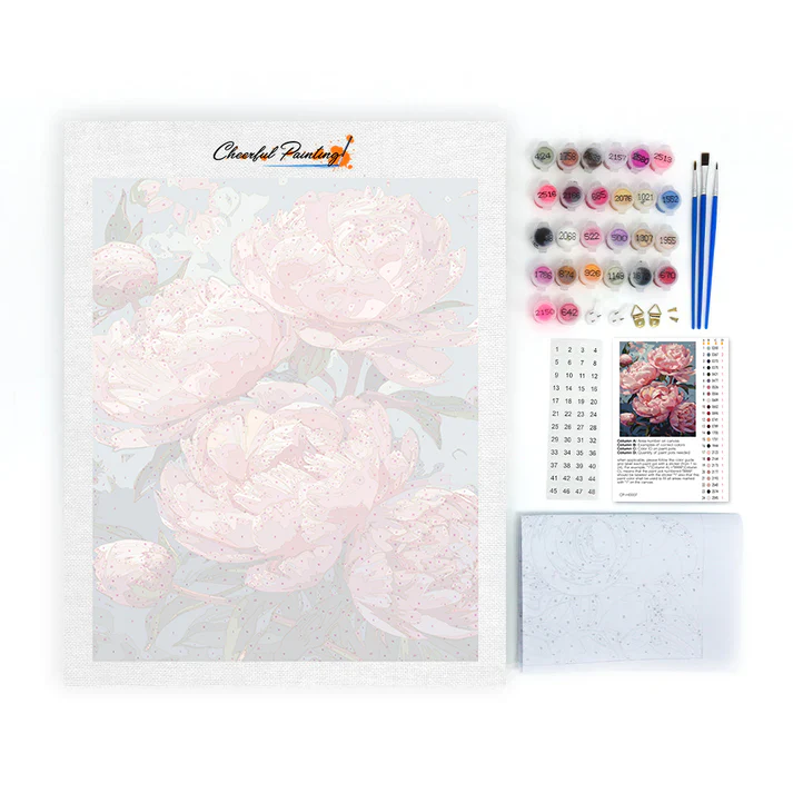 Pink peonies - Paint by Numbers - Image 4